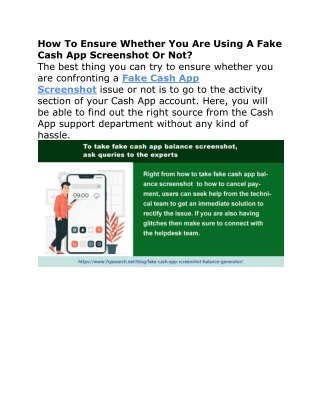 How To Ensure Whether You Are Using A Fake Cash App Screenshot Or Not?