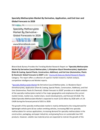 Global Specialty Methacrylate Market Research Report 2021-2028