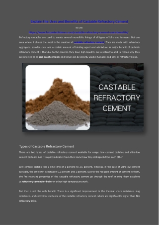 Explain the Uses and Benefits of Castable Refractory Cement