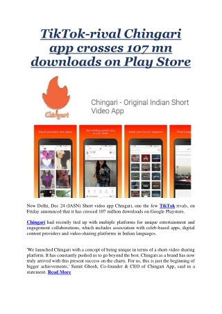TikTok-rival Chingari app crosses 107 mn downloads on Play Store