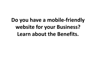 Do you have a mobile-friendly business website?