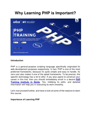 Why Learning PHP is Important?