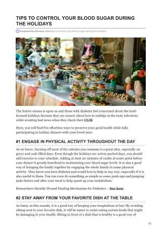 TIPS TO CONTROL YOUR BLOOD SUGAR DURING THE HOLIDAYS