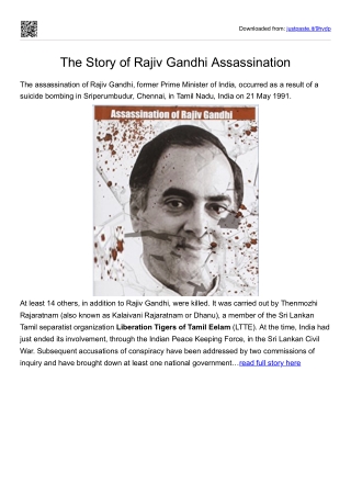 The Story of Rajiv Gandhi Assassination