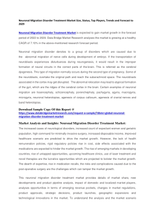 Neuronal Migration Disorder Treatment Market Size, Status, Top Players, Trends and Forecast to 2029