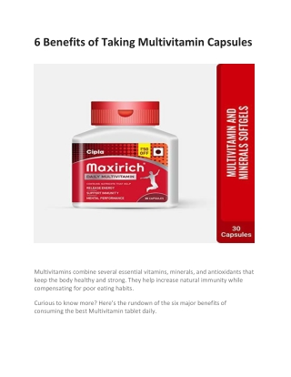 Benefits of Taking Multivitamin Capsules