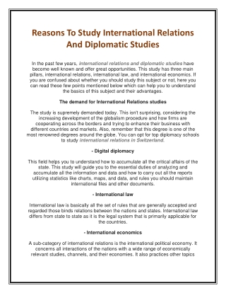 Reasons To Study International Relations And Diplomatic Studies