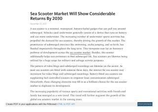 Sea Scooter Market Trends, Share, Scope, and Forecast by 2030