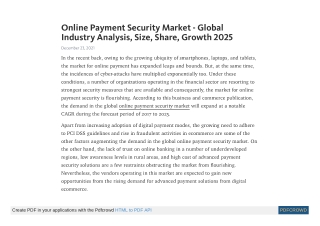 Online Payment Security Market - Global Industry Analysis, Size, Share, Growth,