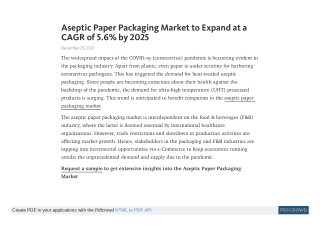 Aseptic Paper Packaging Market to Expand at a CAGR of 5.6% | TMR
