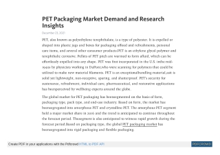 PET Packaging Market Demand and Research Insights by 2025
