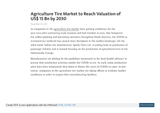 Agriculture Tire Market to Reach Valuation of US$ 15 Bn by 2030