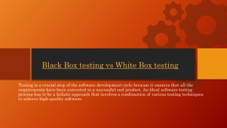 Black Box testing vs White Box testing