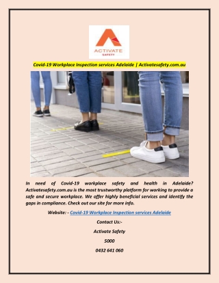 Covid-19 Workplace Inspection services Adelaide | Activatesafety.com.au