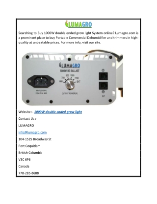 1000W double ended grow light  Lumagro.com