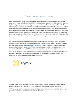 Custom Concrete Supplier | Hymix