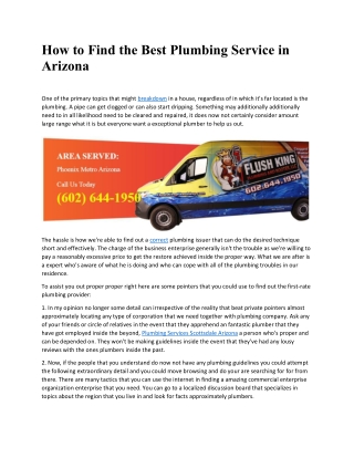 How to Find the Best Plumbing Service in Arizona