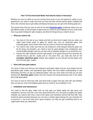 How To Find And Install Better And Smarter Gates In Kentucky?