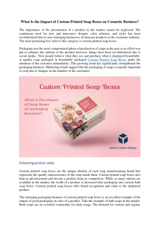 What Is the Impact of Custom Printed Soap Boxes on Cosmetic Business