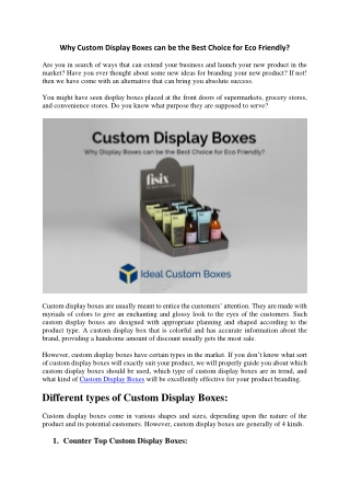 Why Custom Display Boxes can be the Best Choice for Eco Friendly