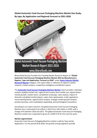 Global Automatic Food Vacuum Packaging Machine Market Research Report 2021-2026