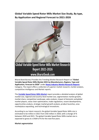Global Variable Speed Rotor Mills Market Research Report 2021-2026