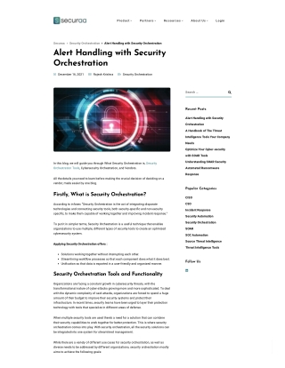 Alert Handling with Security Orchestration