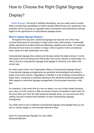 How to Choose the Right Digital Signage Display