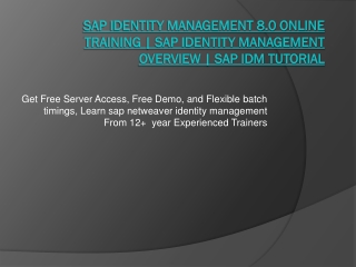 IDM SAP Identity Management | Cloud Access Manager SAP | IDM Marketing Courses |