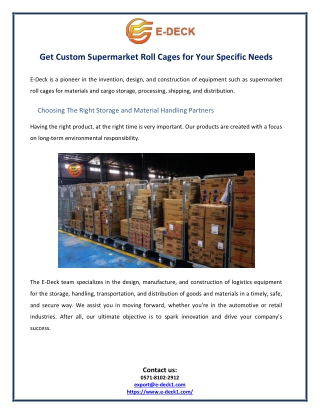 Get Custom Supermarket Roll Cages for Your Specific Needs