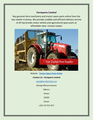 Buy Genuine Tractor Spare Parts Online in Kenya