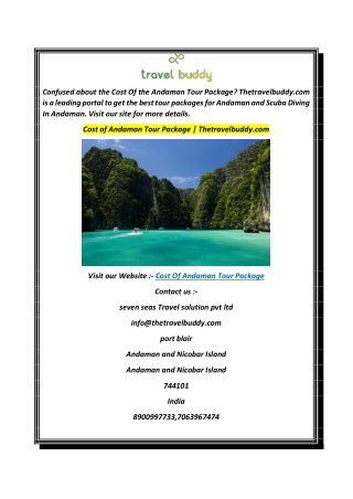 Cost of Andaman Tour Package  Thetravelbuddy.com