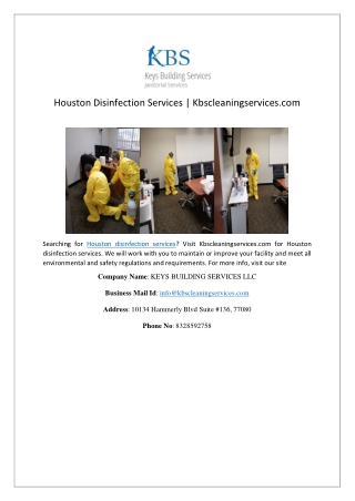 Houston Disinfection Services | Kbscleaningservices.com