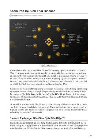 Khám Phá Hệ Sinh Thái Binance