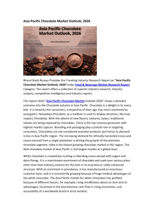 Asia Pacific Chocolate Market Outlook, 2026