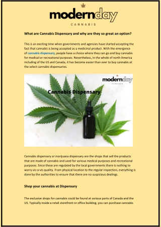 What are Cannabis Dispensary and why are they so great an option?