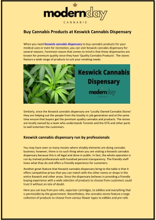 Buy Cannabis Products at Keswick Cannabis Dispensary