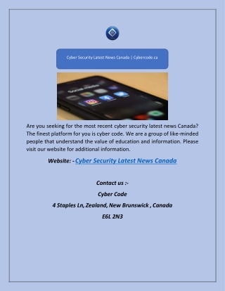 Cyber Security Latest News Canada | Cybercode.ca