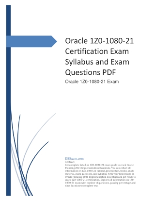 Oracle 1Z0-1080-21 Certification Exam Syllabus and Exam Questions PDF