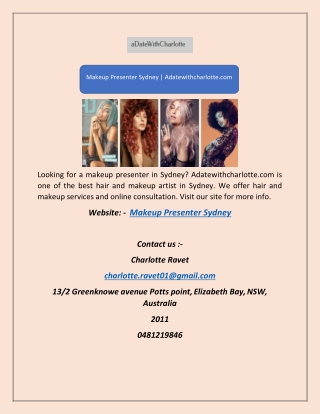 Makeup Presenter Sydney | Adatewithcharlotte.com