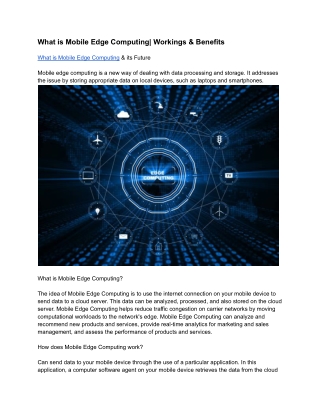 What is Mobile Edge Computing| Workings & Benefits