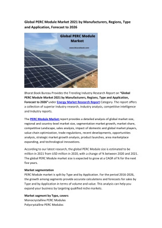 Global PERC Module Market Research Report 2021-2026