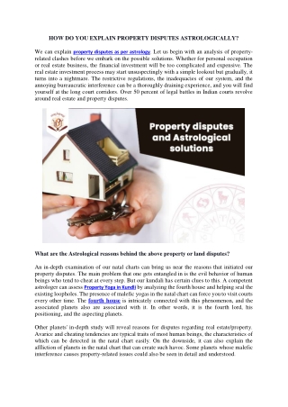 Property disputes and Astrological solutions - Kundli Analysis
