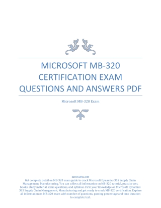 Microsoft MB-320 Certification Exam Questions and Answers PDF