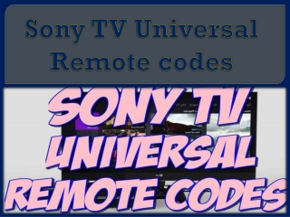 Sony TV Universal Remote codes