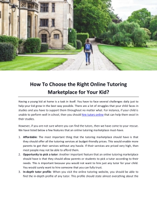 How To Choose the Right Online Tutoring Marketplace for Your Kid