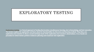 Exploratory Testing