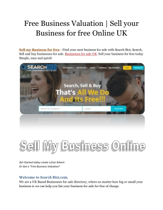 Free Business Valuation - Sell your Business for free Online UK