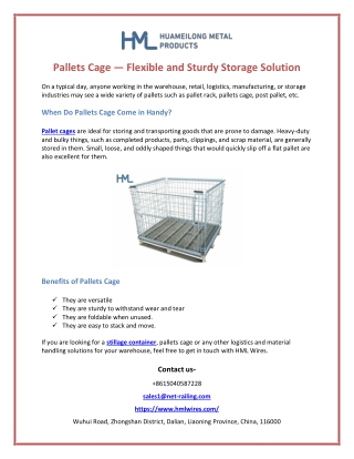 Pallets Cage — Flexible and Sturdy Storage Solution