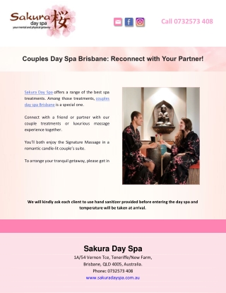 Couples Day Spa Brisbane: Reconnect with Your Partner!